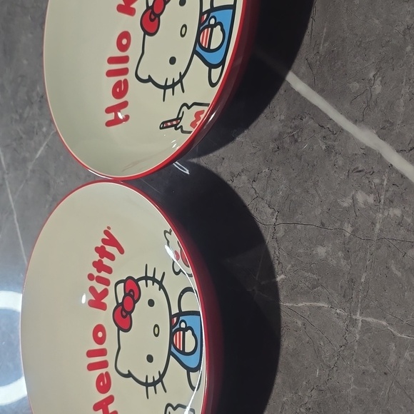 Hello Kitty Milk and Goldfish Red and White Ceramic Dinner Pasta Bowl 3SETS - Picture 3 of 4